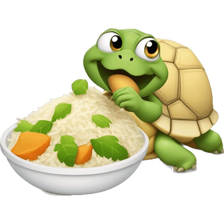 Tortoise eating rice emoji