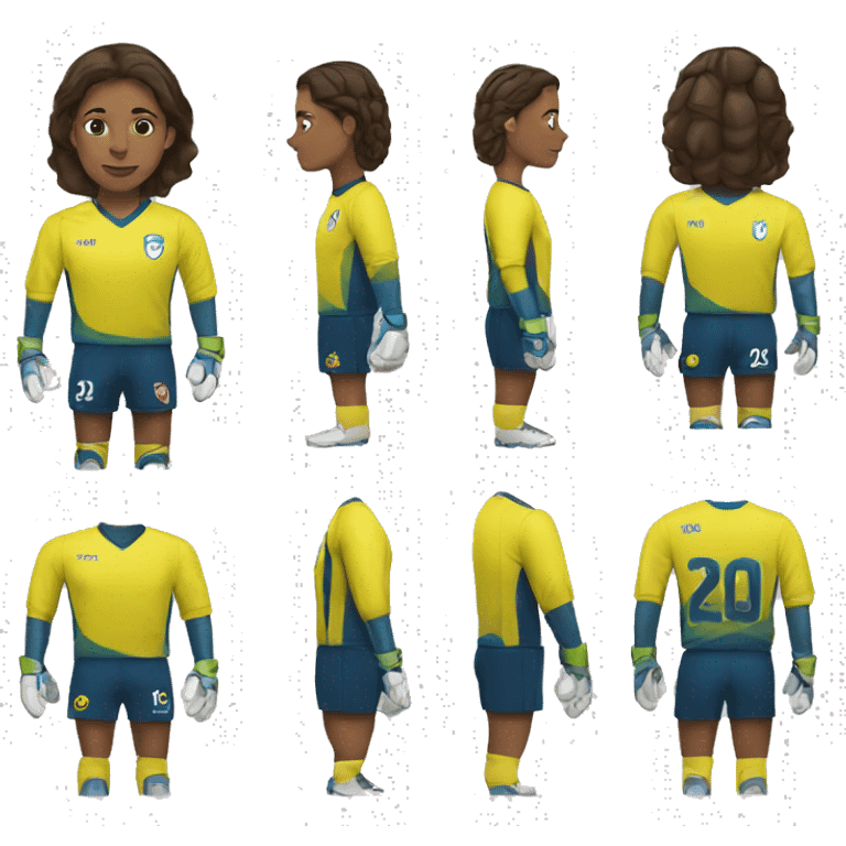 football goalkeeper brunette in yellow uniform emoji