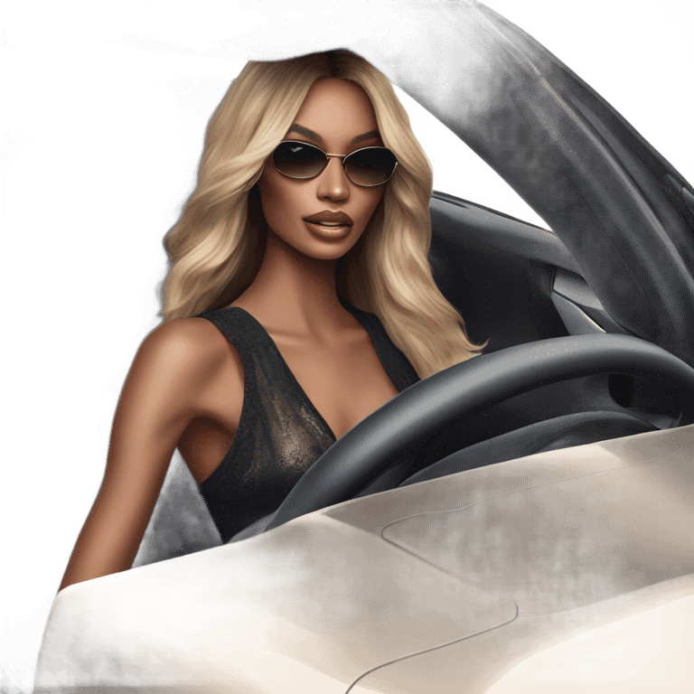 Photo of Victoria secret model driving a car emoji