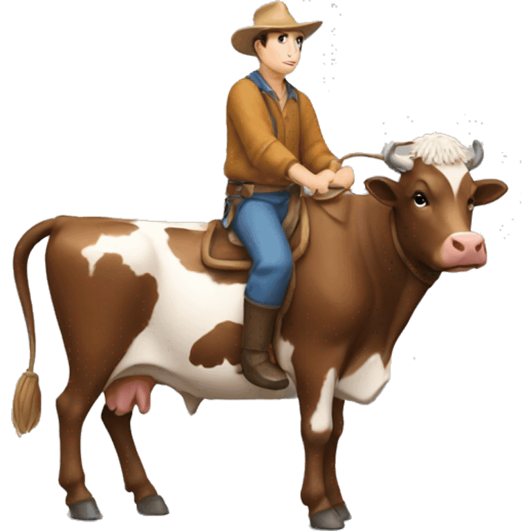 Homme qui tien une vache en laisse  emoji