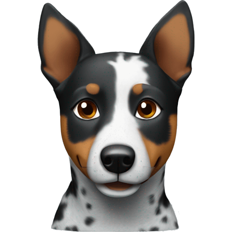 Blue heeler with black and brown on right side of face emoji