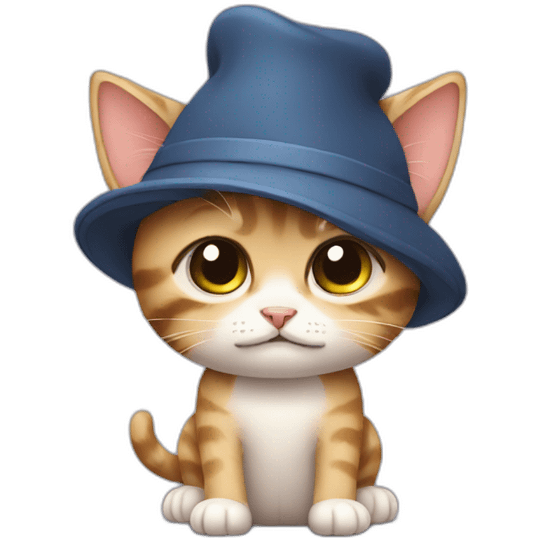 sad kitten with hat emoji