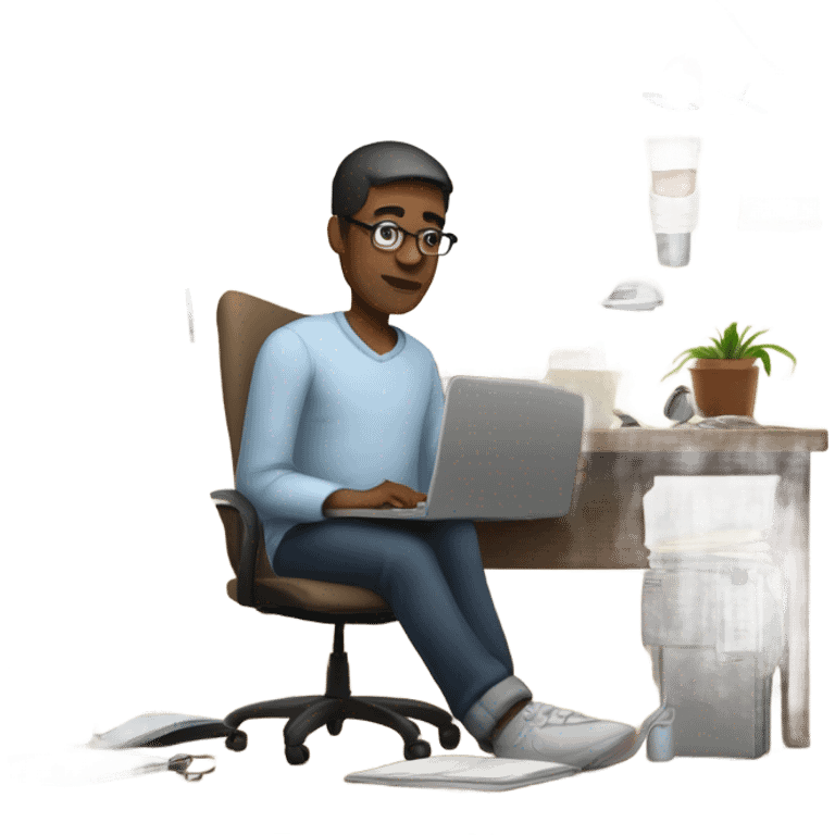 man working remotely from home emoji