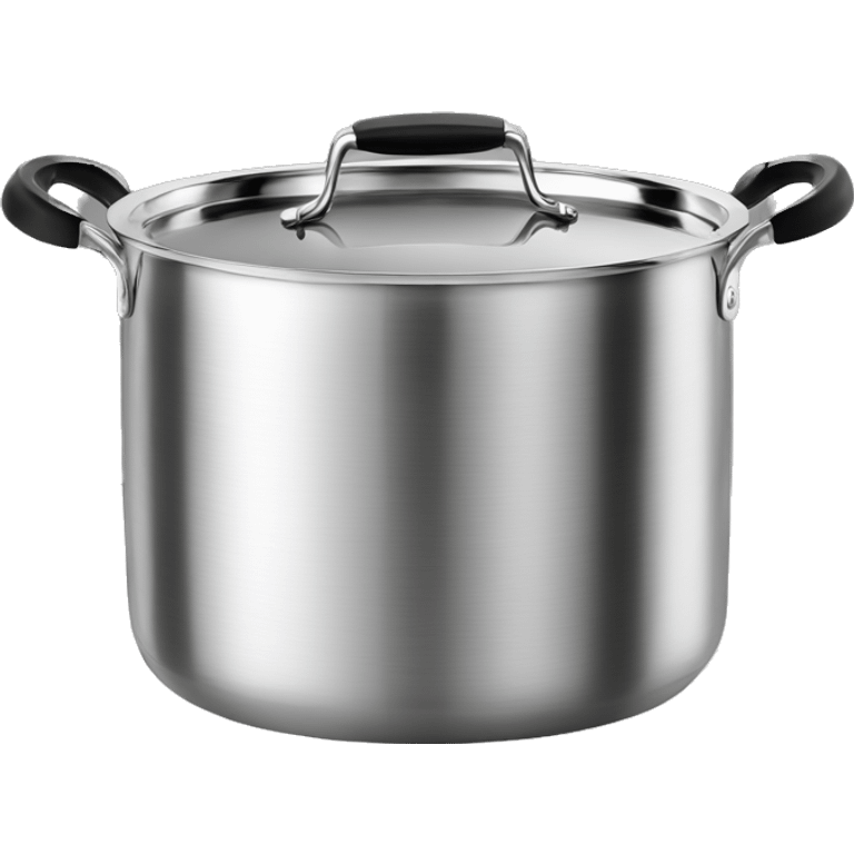 “Royal Prestige” Stainless steel pot with black handlers, food inside, without cover emoji