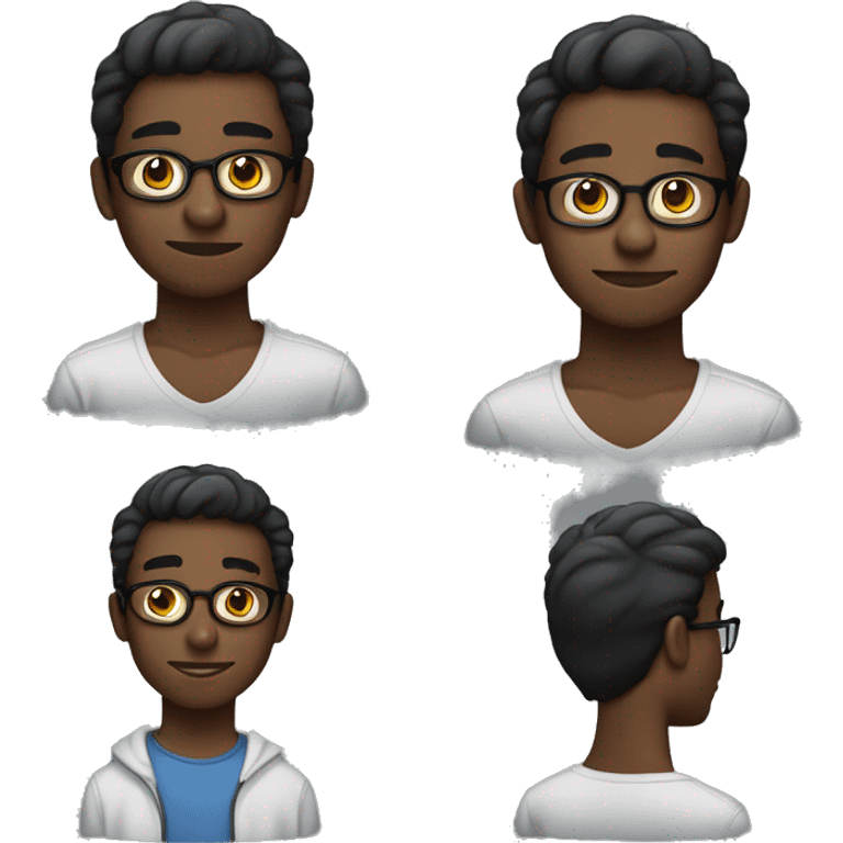 A 20-year-old slim, dark-skinned boy. add a browline eyeglass also. emoji