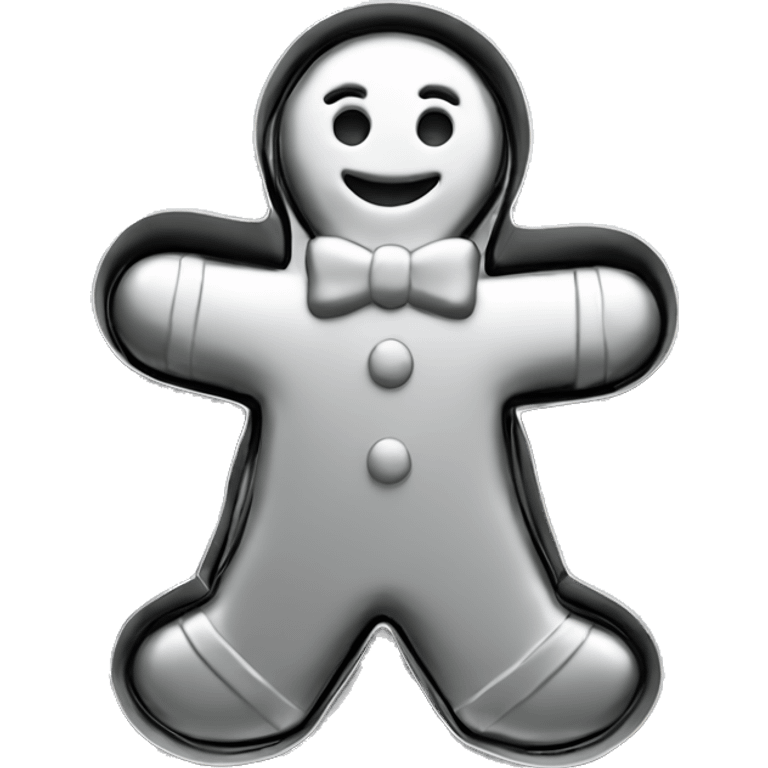 Realistic silver metallic gingerbread man cookie cutter emoji