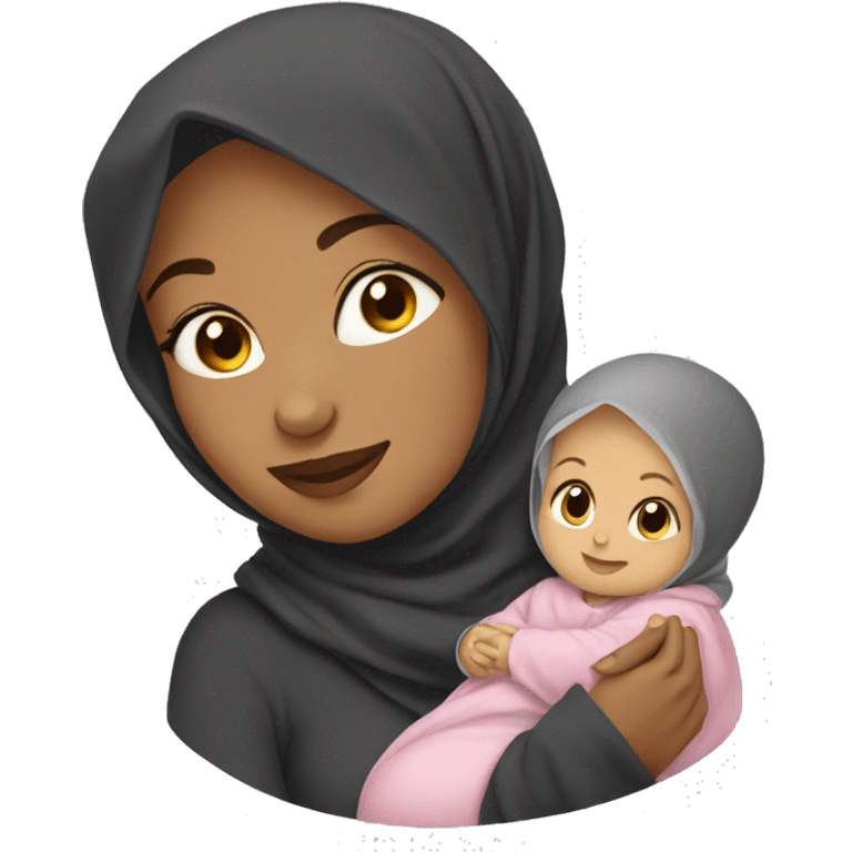 Hijab woman holding baby emoji