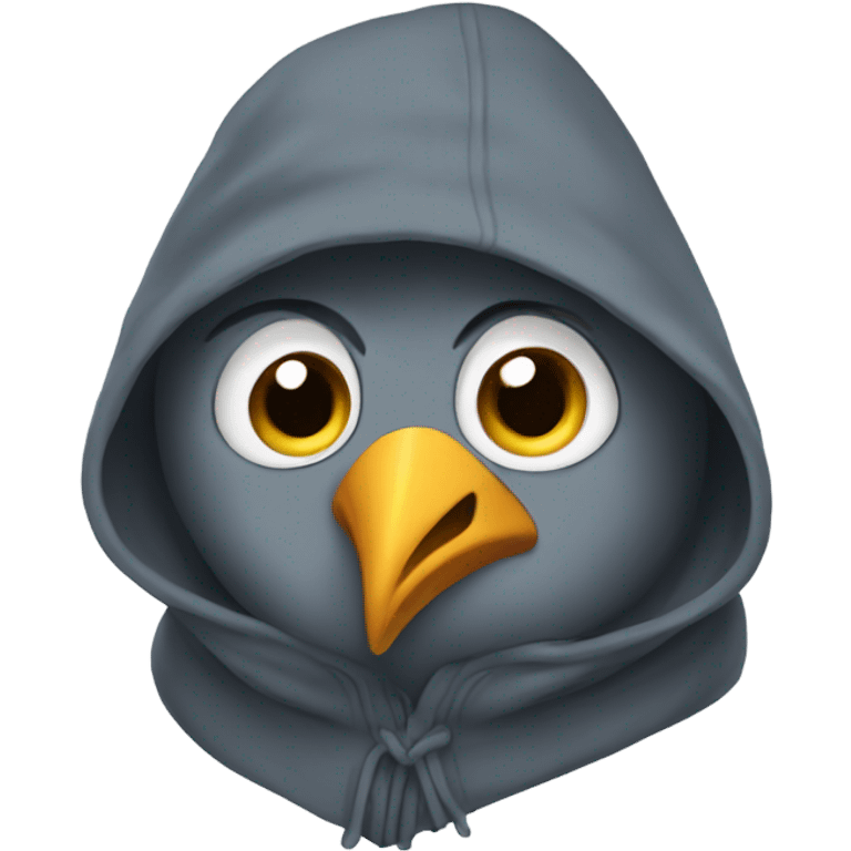 Bird wearing a hoodie emoji