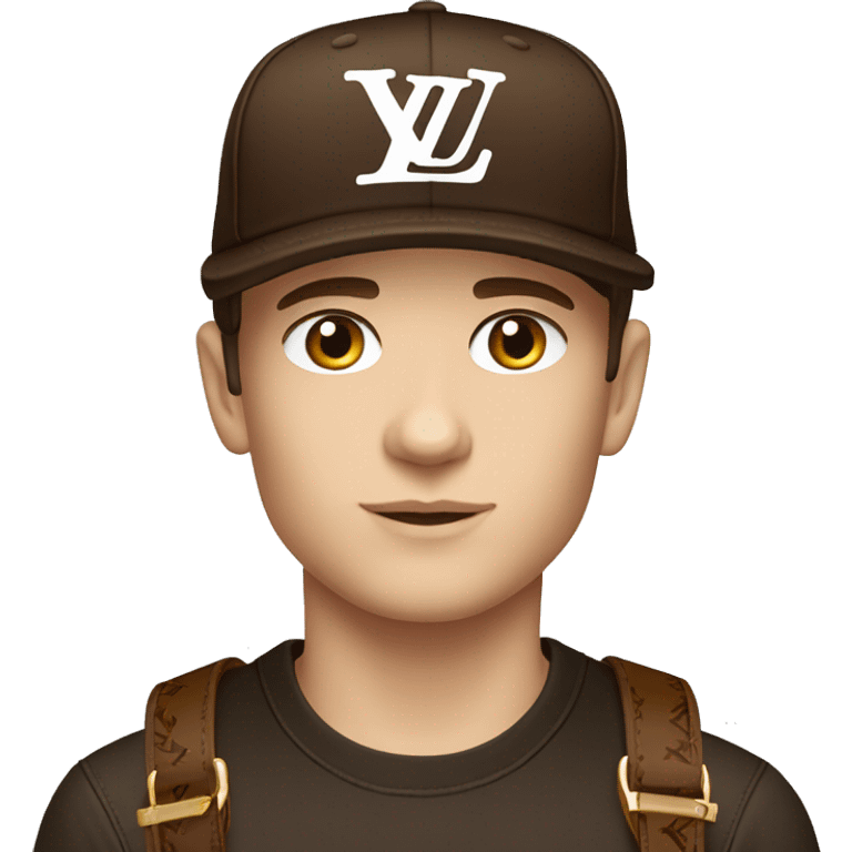 White handsome boy dark hair Louis Vuitton cap brown colour  emoji