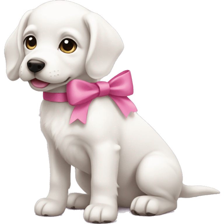 white puppy with a pink bow emoji