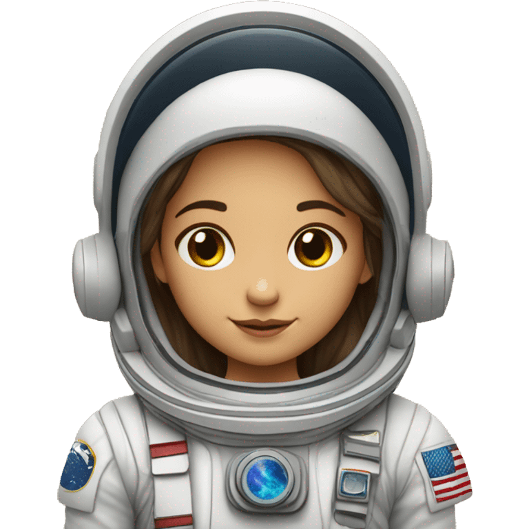 Niña con demasiado pelo astronauta emoji