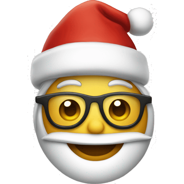 smile emoji with glasses and christmas hat emoji