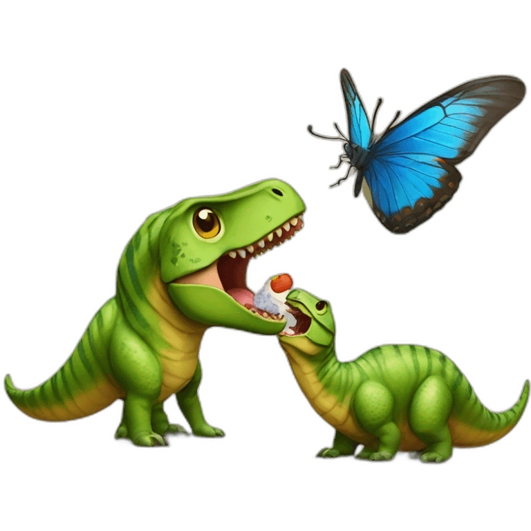 a butterfly eating a dinosaur emoji