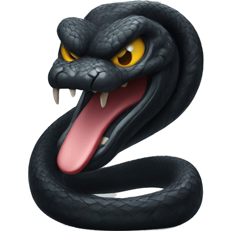 Black angry snake statue emoji