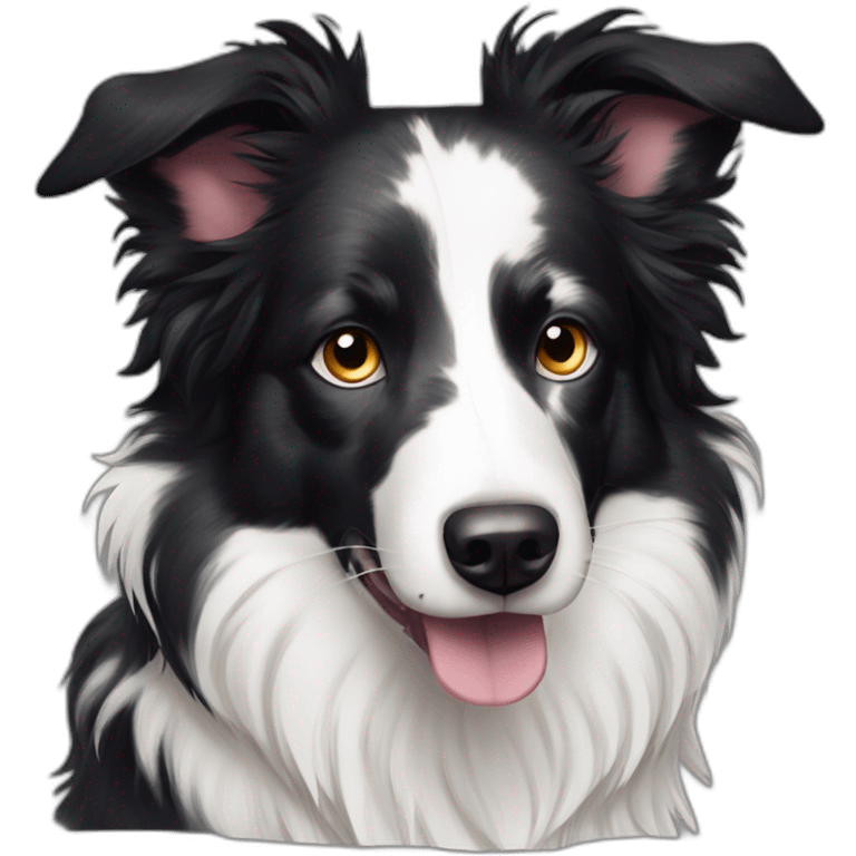 Black and white merle border collie dark eyes emoji