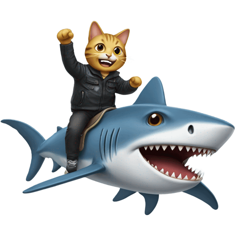 Cat riding a shark emoji