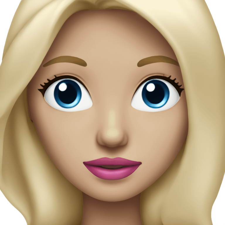 Blonde woman with long hair blue eyes and pink lips emoji