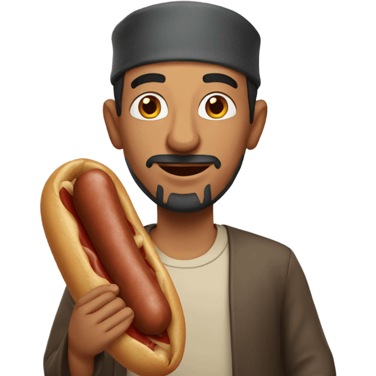 Moroccan man holding a sausage emoji