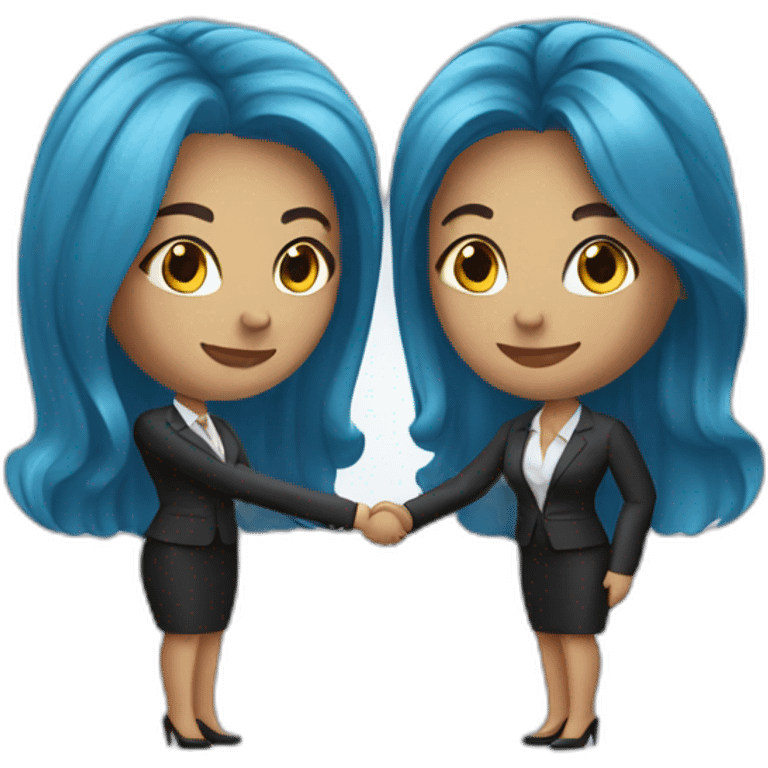 two white business women with different hair colors shaking hands emoji