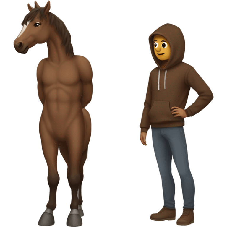 Centaur wearing a brown hoodie emoji