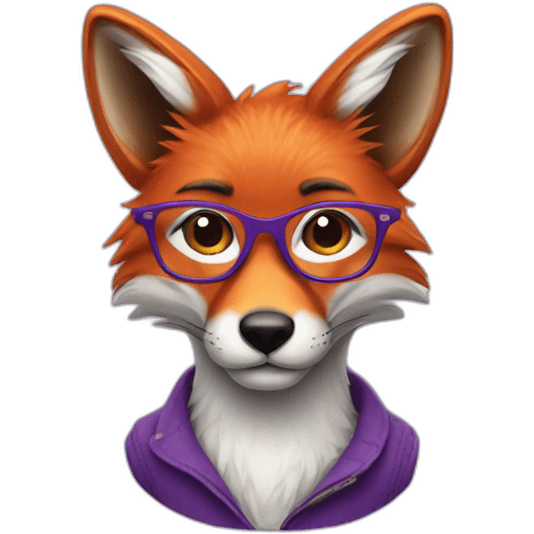 a fox with purple hairs and glasses emoji