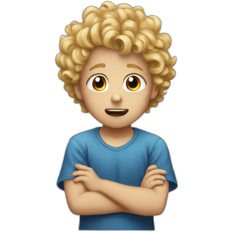 A  curly haired blond kid crying emoji