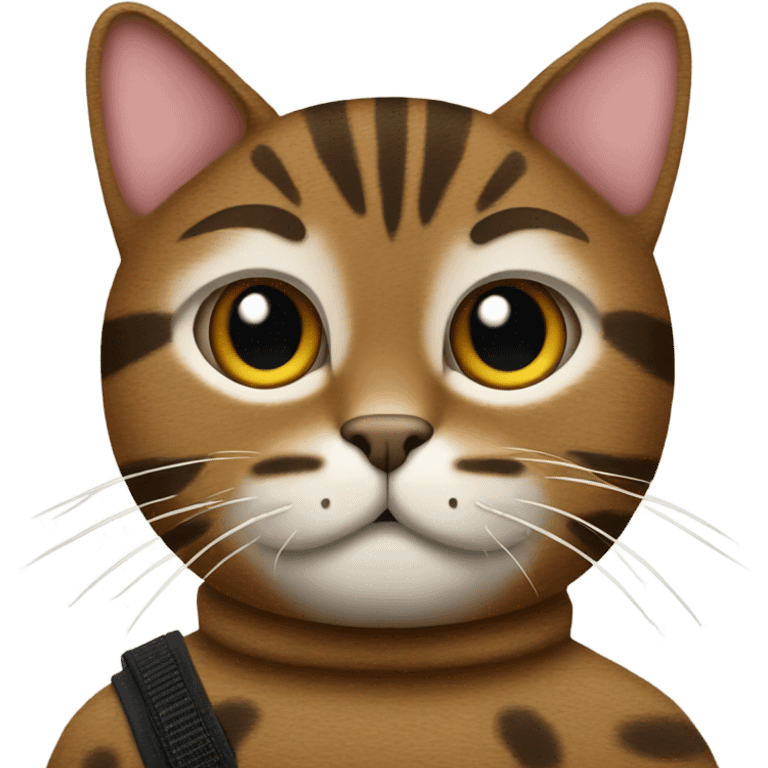 Brown tabby cat with ski mask emoji