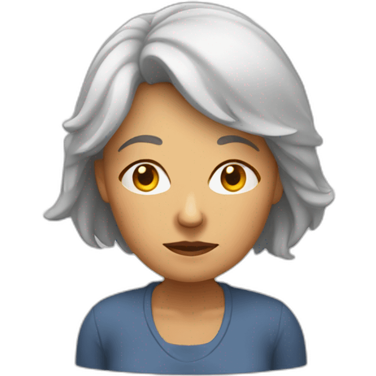 a tired middleaged woman with a deep inner world emoji