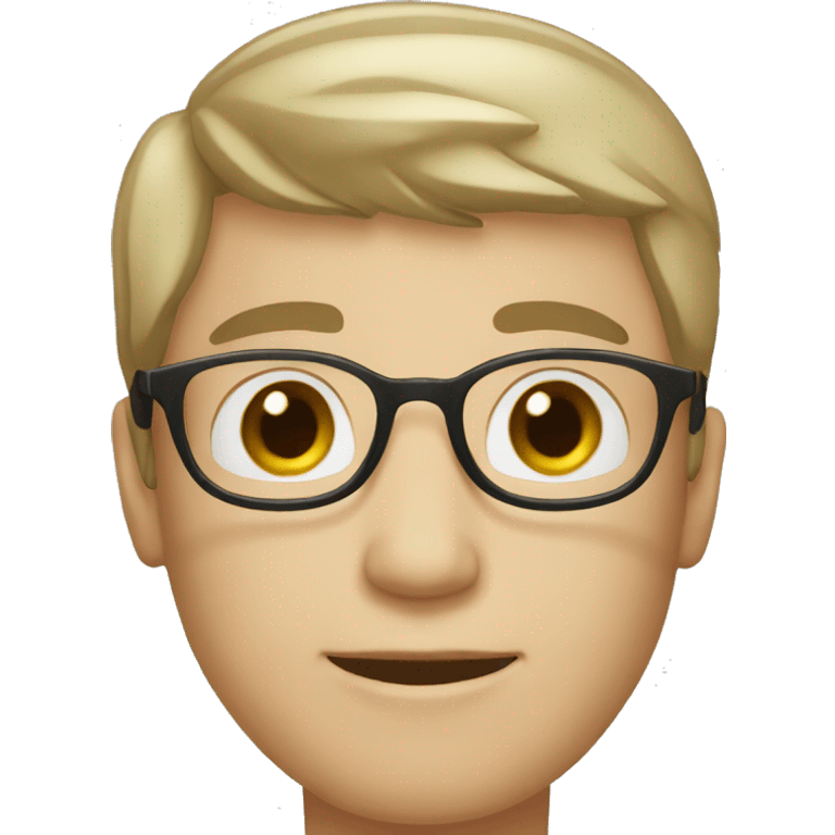 white skin male with short hair, round glasses emoji