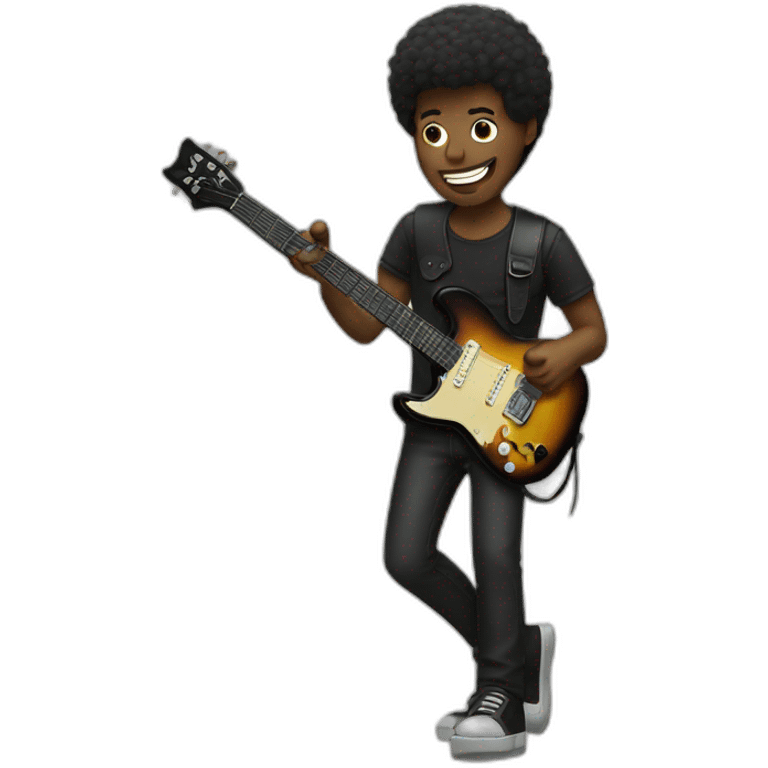 guitarist man playing black electric guitar emoji