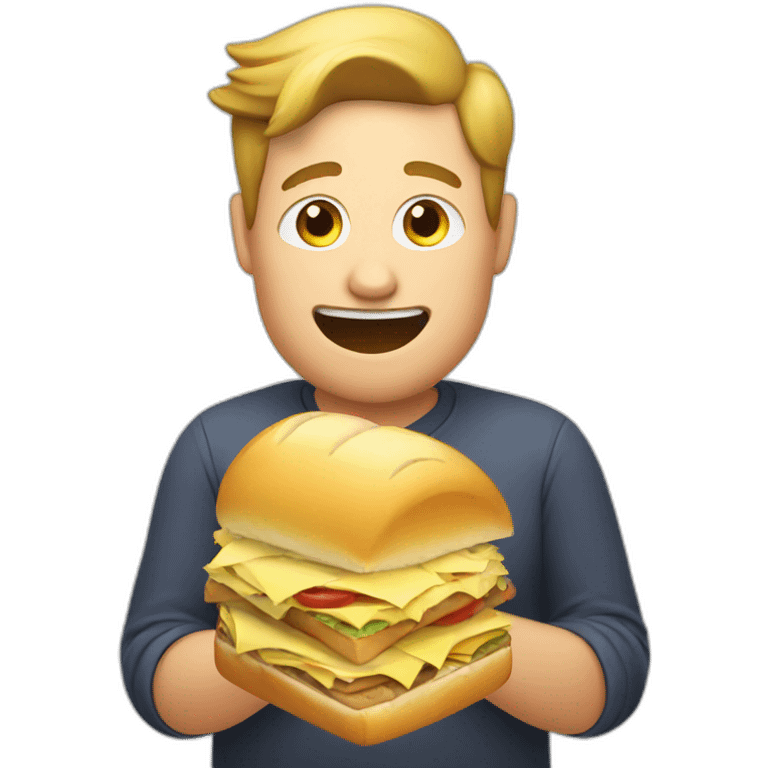 obese eating sandwich emoji