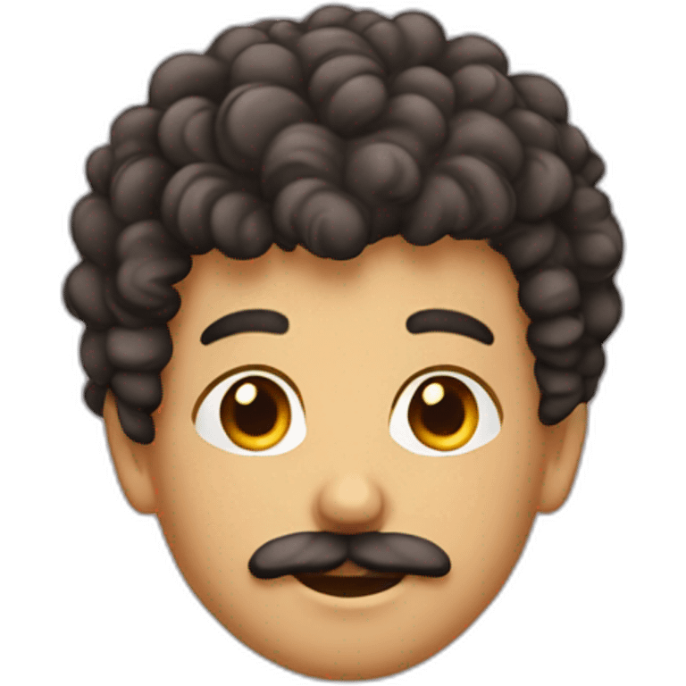 A boy with curly haircut taper and a small moustach emoji