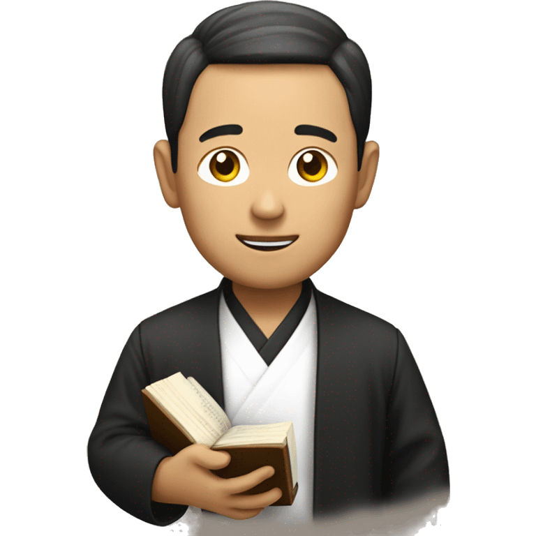 An asian preacher holding a bible emoji