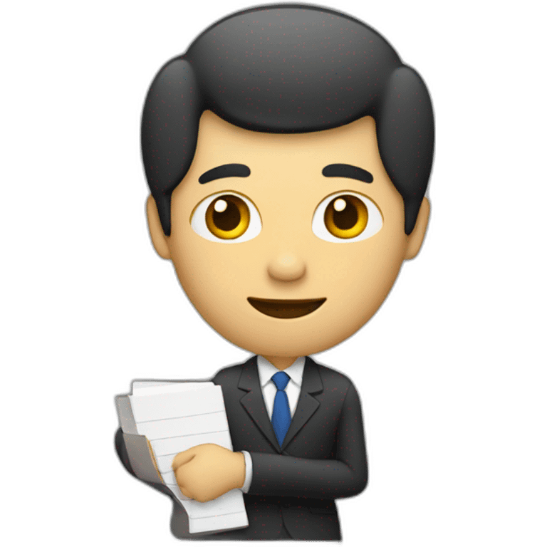 a man in a suit holding a folder in his right hand emoji