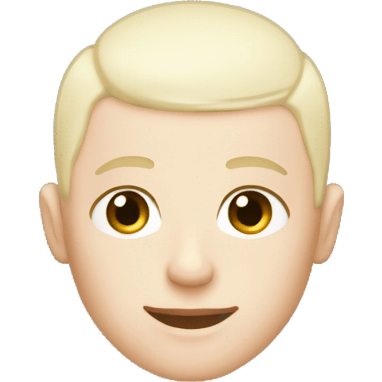 Bleached Buzz cut and the person has light blue eyes with a little bit of freckles around the nose emoji