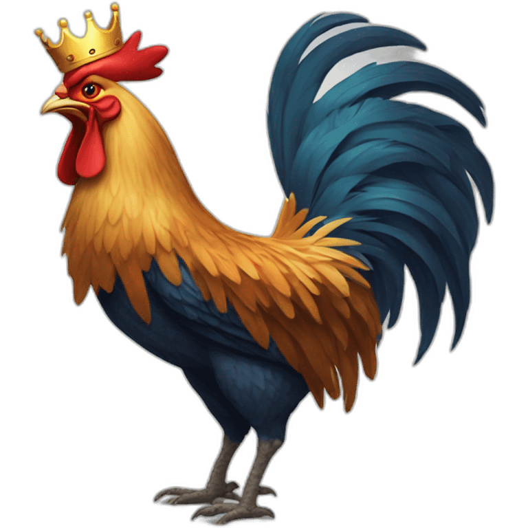 howling rooster with a crown on its head emoji