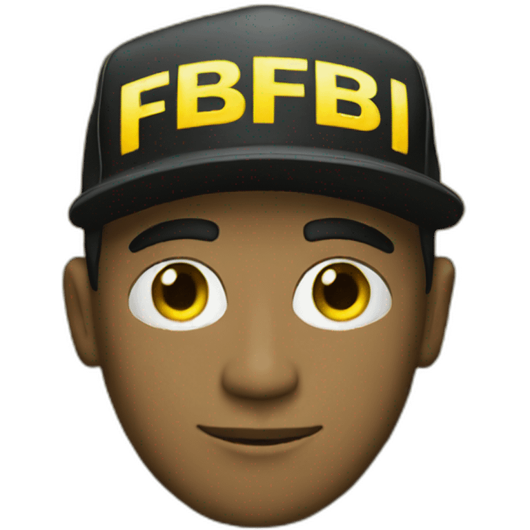 man with yellow "FBI" letters on his cap emoji