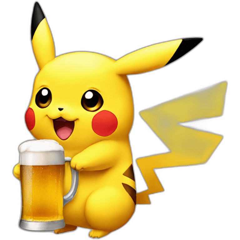 pikachu driking beer emoji