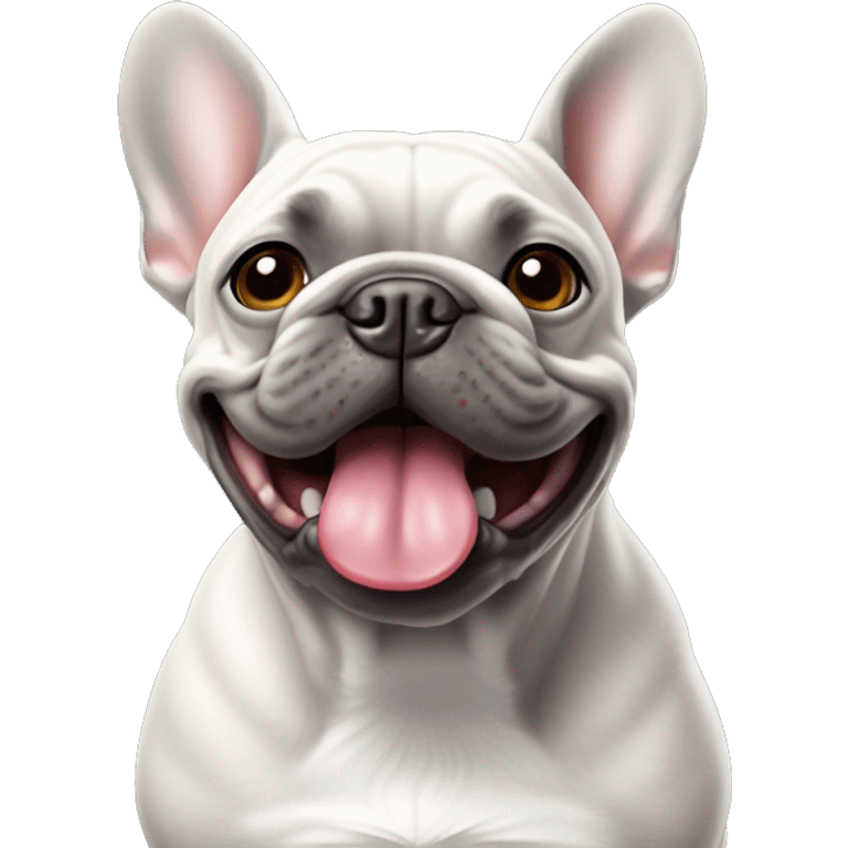 Grey French bulldog with tongue out emoji