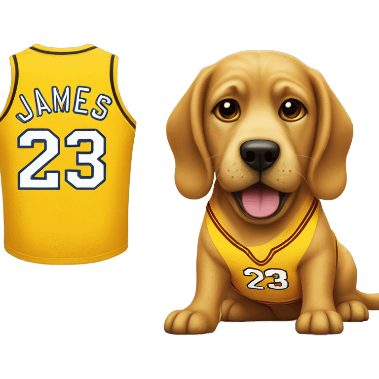 Dog with a LeBron James jersey on emoji