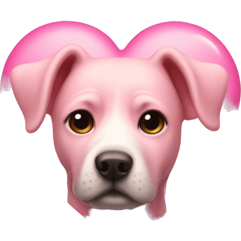 Pink heart with a dog in it emoji