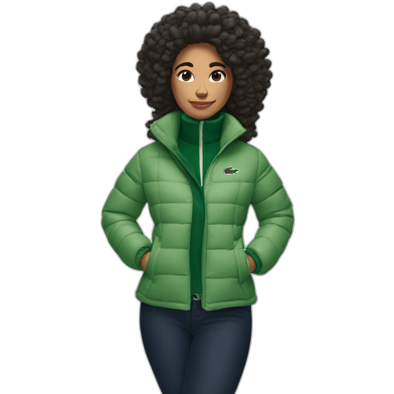 latina woman using Lacoste puffer jacket emoji