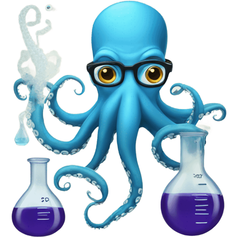 A genius and a octopus and its beaker emoji