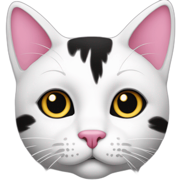 white and black cat with pink ears and nose emoji