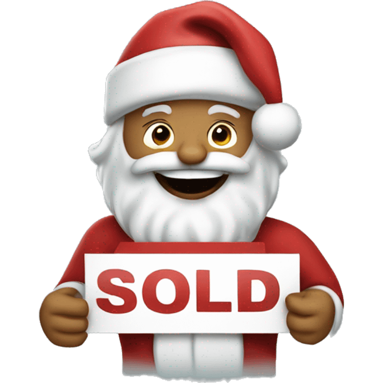 Santa holding sold out sign emoji