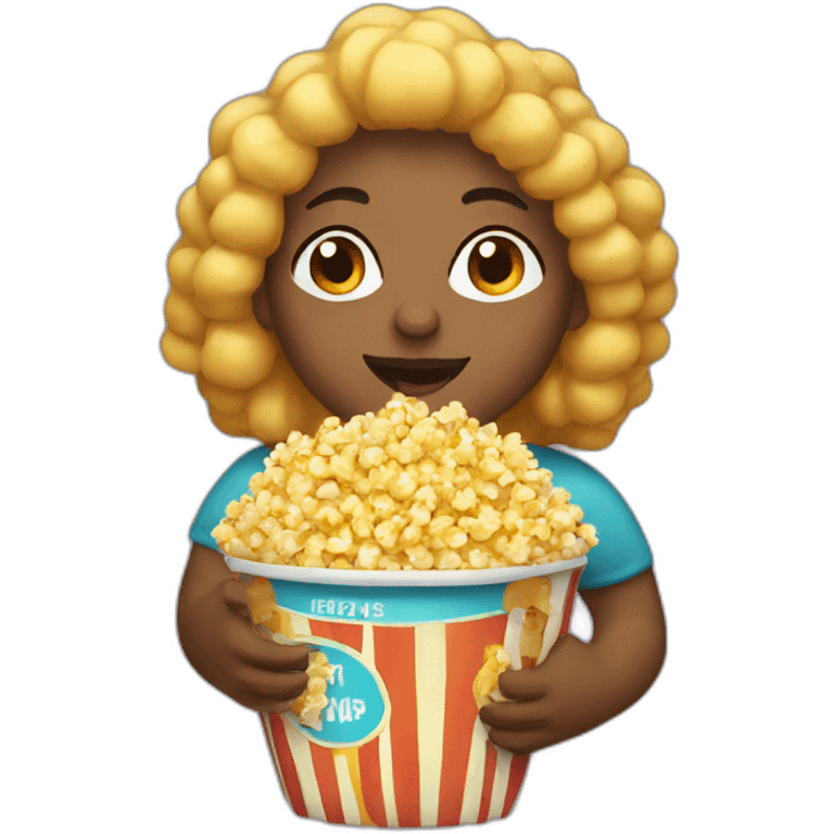 Big woman eating pop corn  emoji