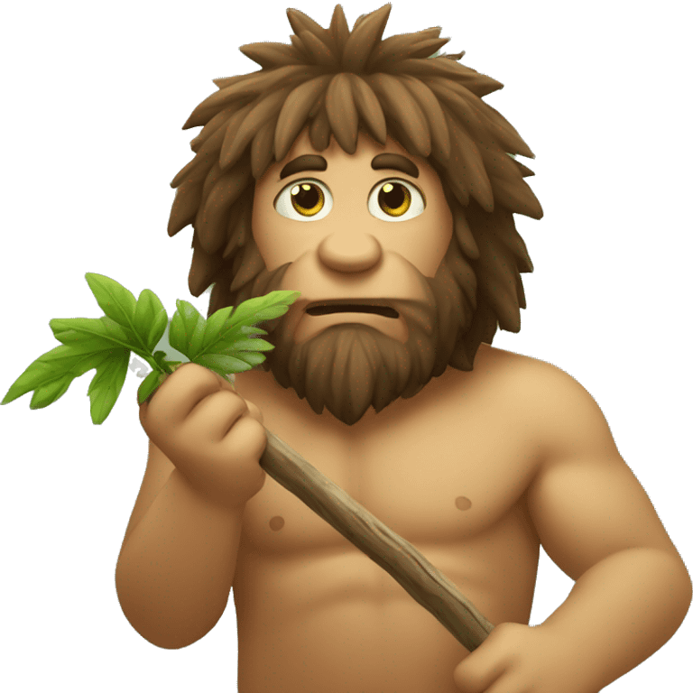 caveman chewing a stick plant emoji