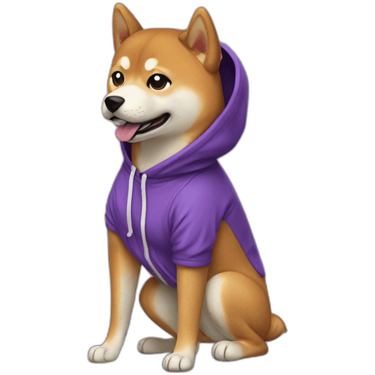 shiba inu with purple hoodie emoji