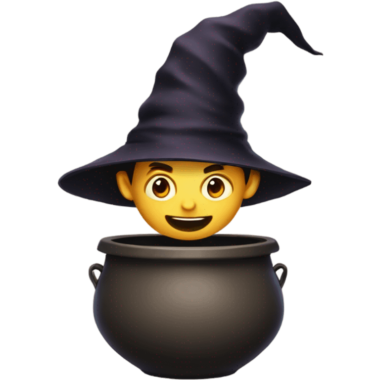 Guy in a witches giant pot emoji