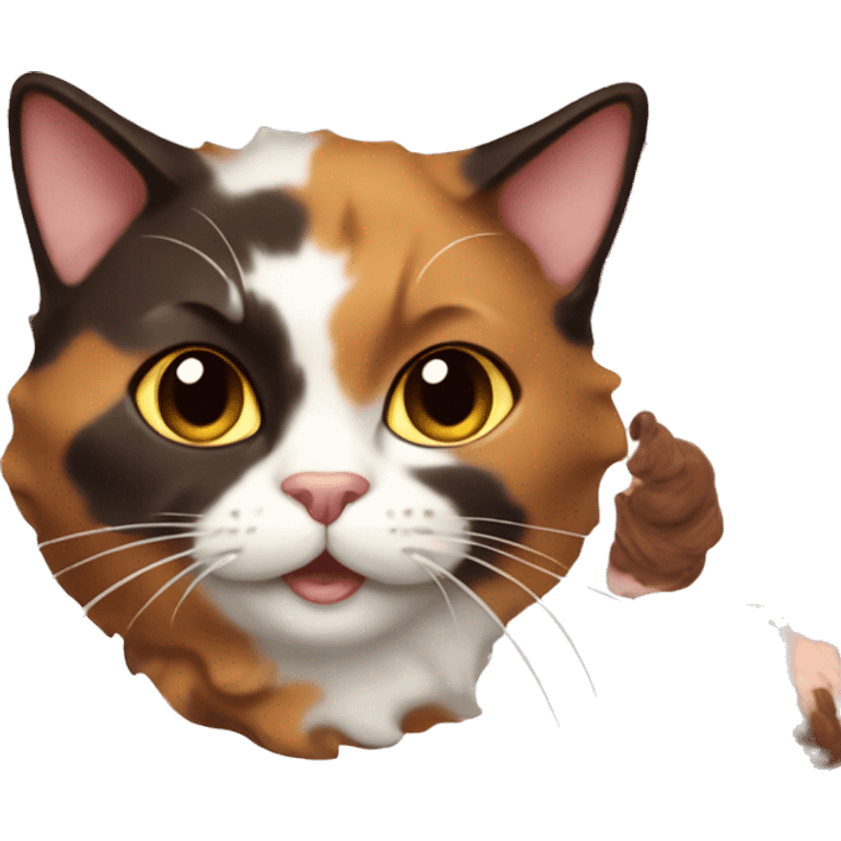 calico cat with chocolate icecream  emoji